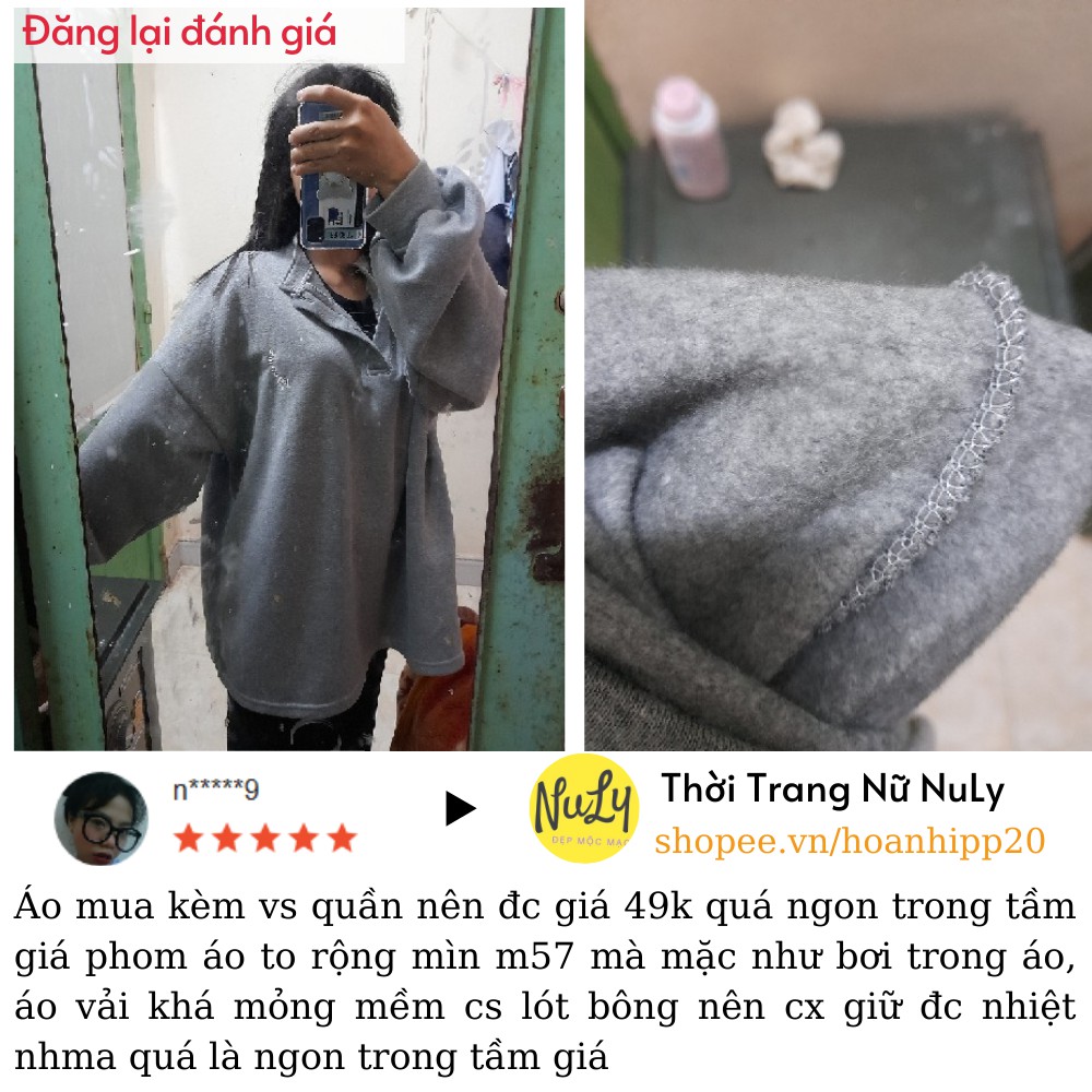 Áo sweater nỉ bông Letters NULY tay bồng, form rộng Oversize kiểu dáng Ulzzang, ASL | BigBuy360 - bigbuy360.vn