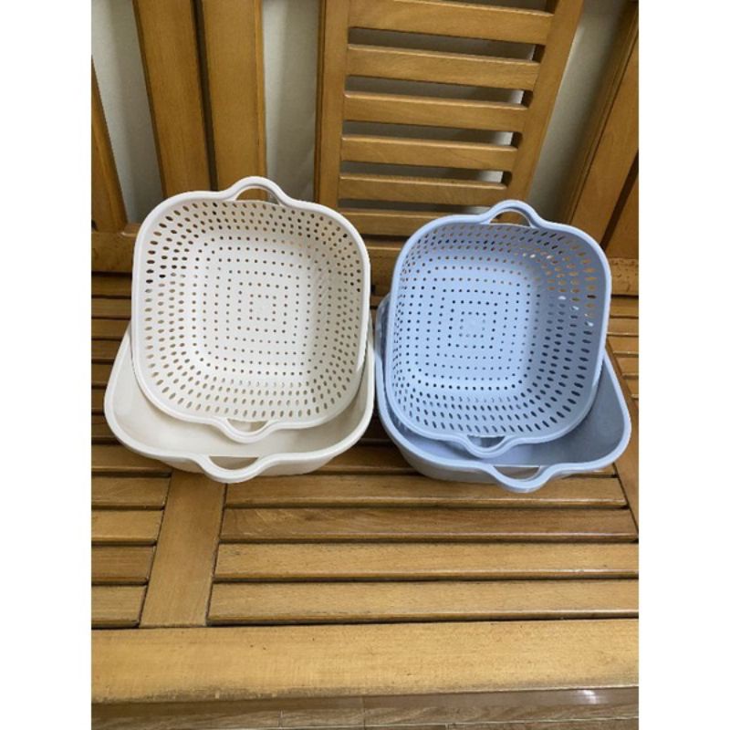 chậu-rổ 2 lớp vuông Việt Nhật:1 chậu+1 rổ TO ĐẠI