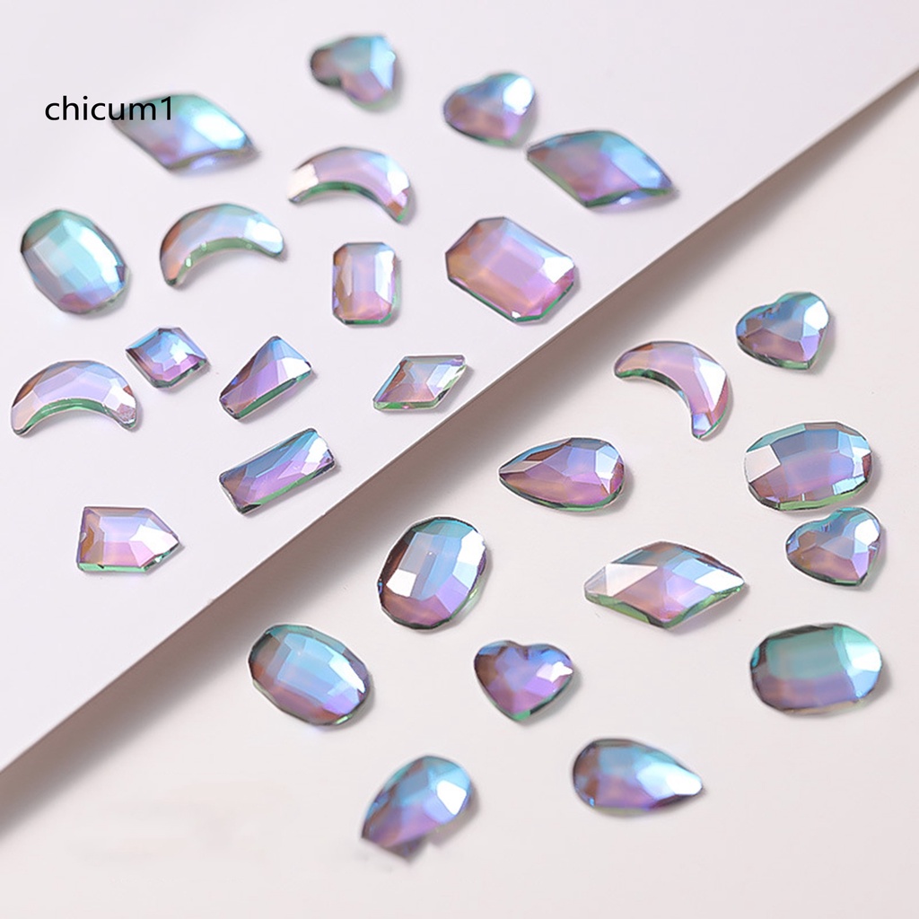 [Hàng mới về] Túi 100 đá pha lê zirconia nhân tạo bền đế dẹt trang trí móng tay