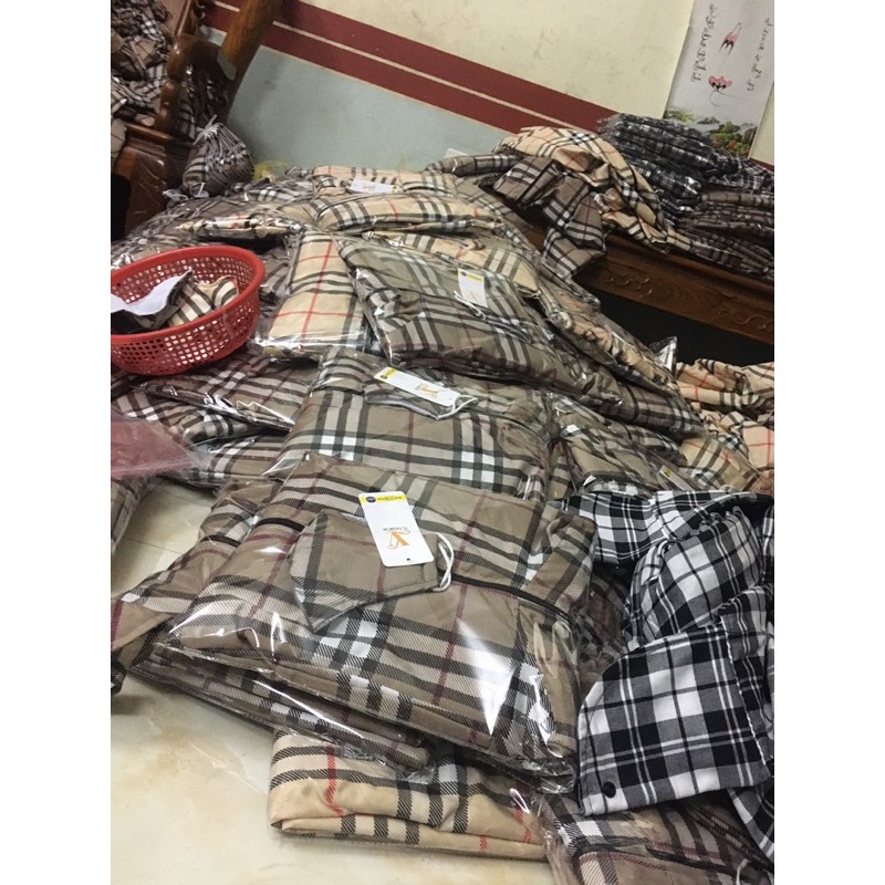 Áo choàng nắng kẻ nữ 2 lớp