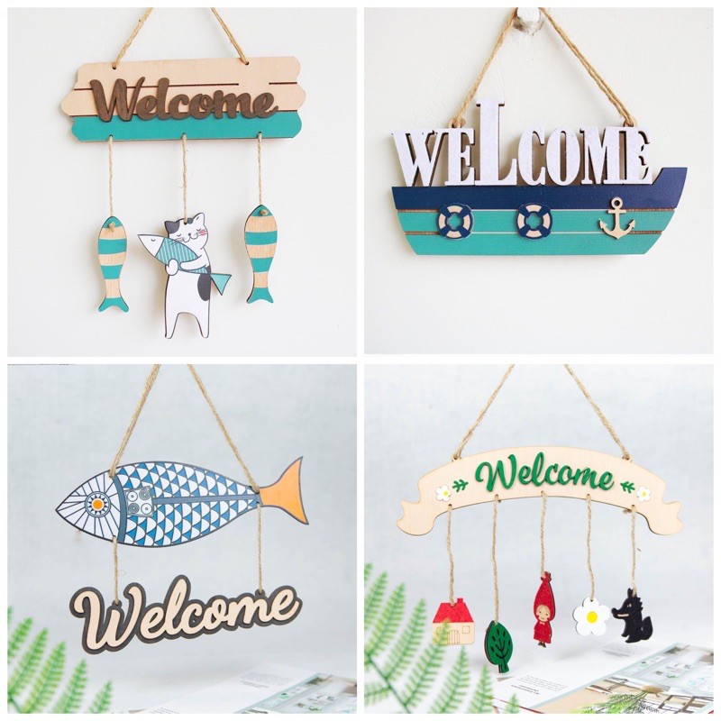 Bảng gỗ hình Welcome (bảng gỗ trang trí DNDecor + quà tặng giá trị 17.000đ)