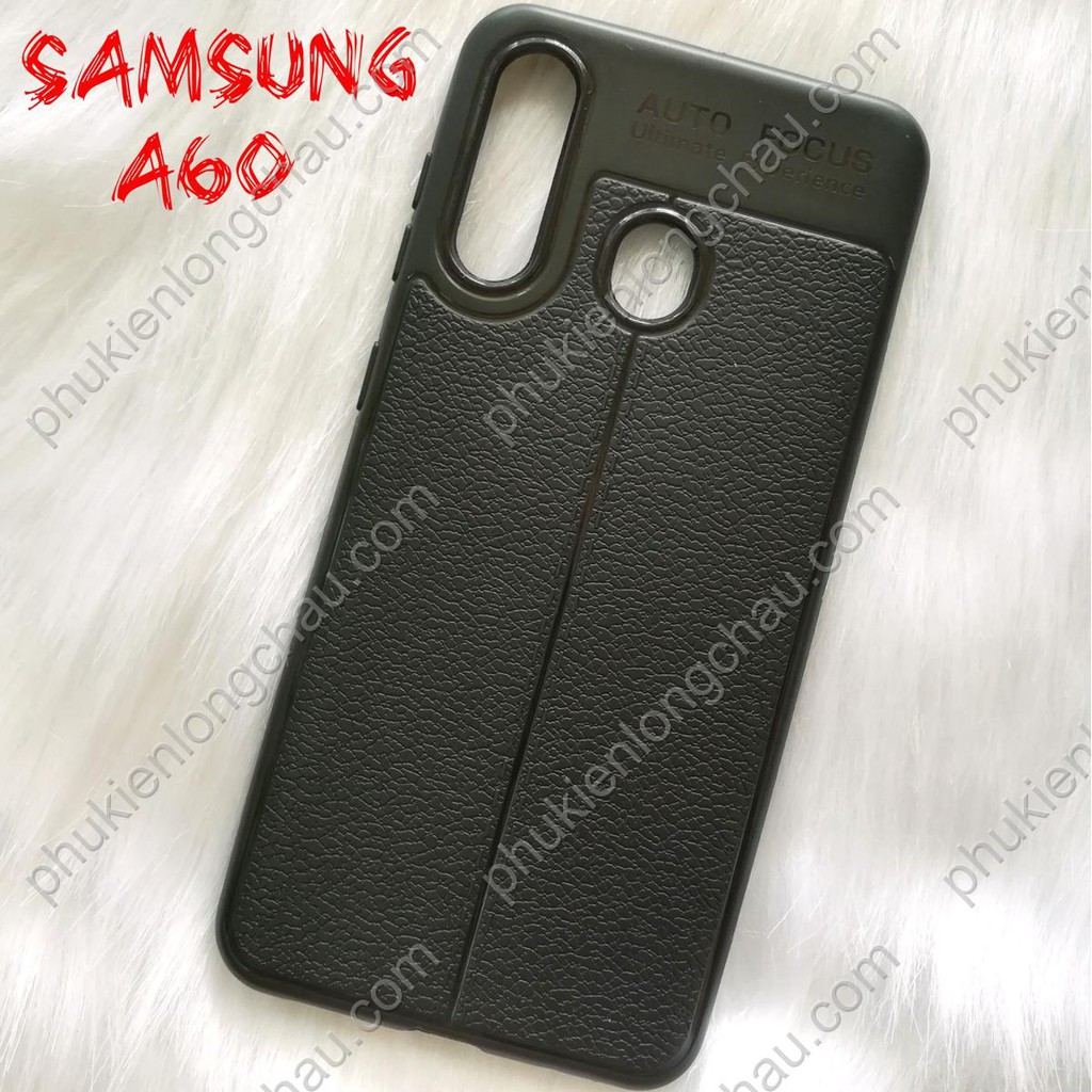 Ốp Lưng Samsung A60 Dẻo Giả Da Đen Đẹp
