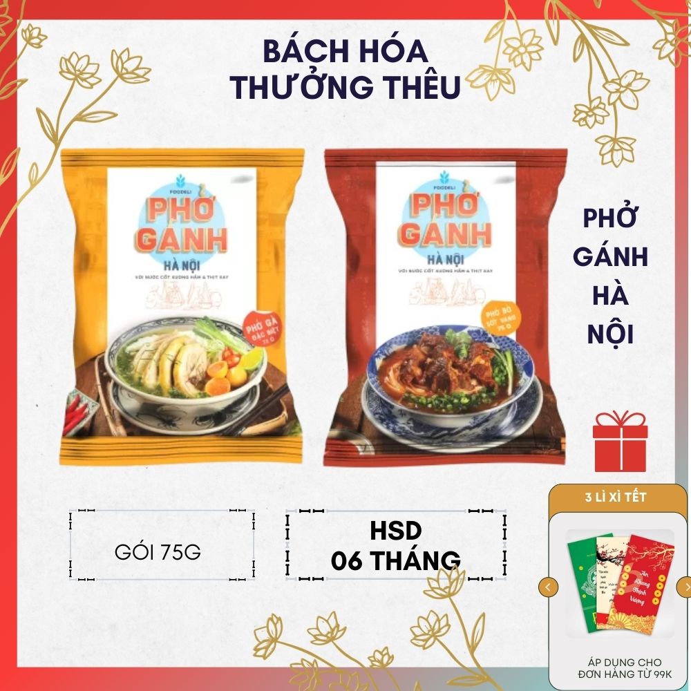 Phở gánh hà nội phở ăn liền vị gà, bò gói 75g