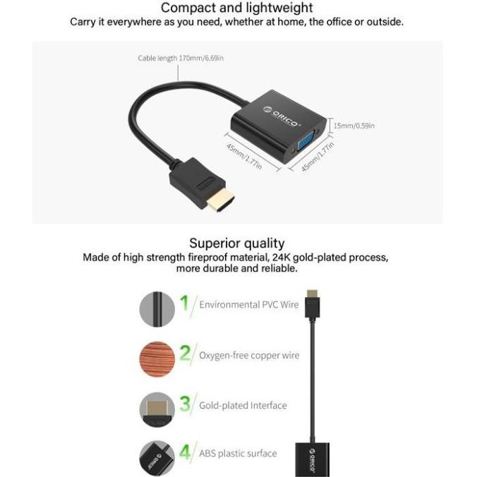 ORICO Bộ Chuyển Đổi Hdmi A Sang Vga Dhtv-C20 - Tv Lcd 0512