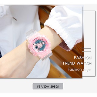 [SIÊU XINH] Đồng hồ Thể Thao Nữ SANDA 892 Chính Hãng Chống Nước Dây Trong Suốt 2019 (Size 44mm)