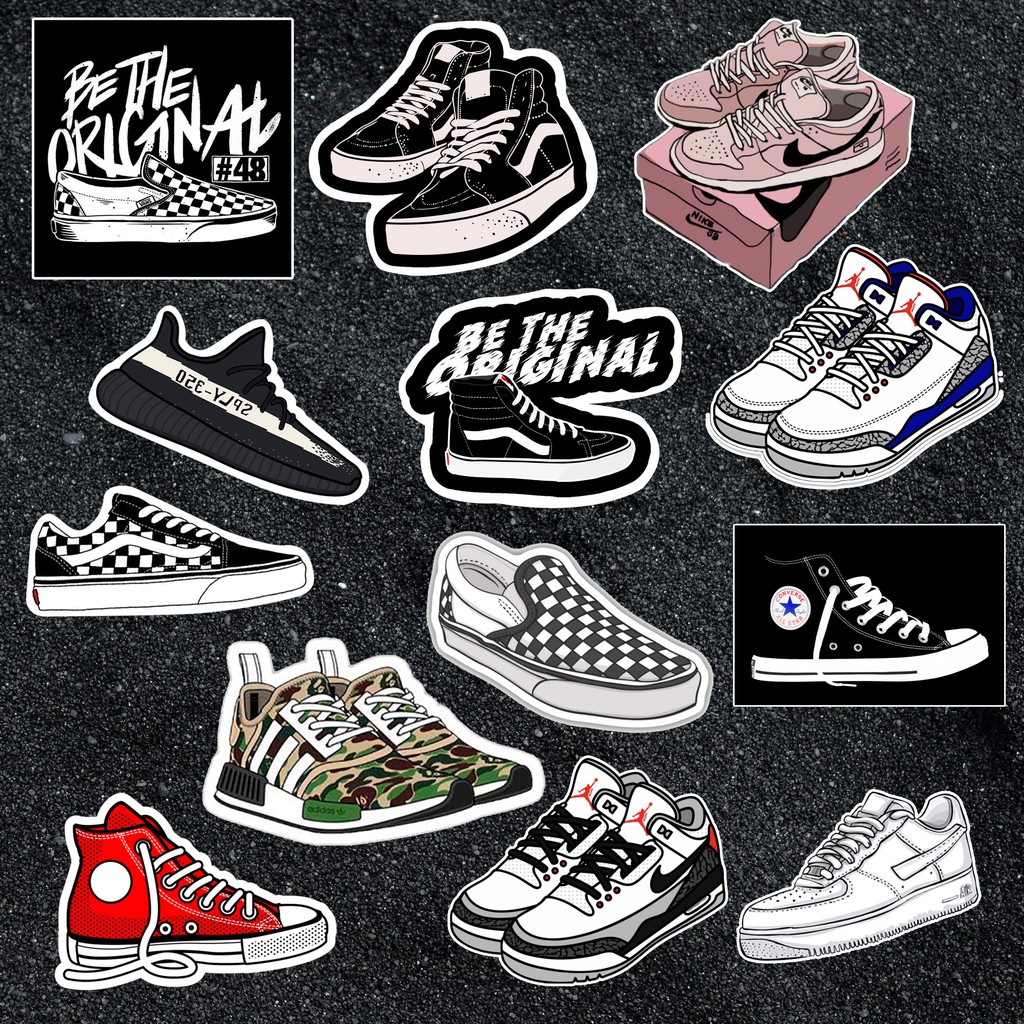 Sticker giày sneaker chống nước sticker dán laptop, điện thoại, đàn guitar, mũ bảo hiểm, vali, xe máy