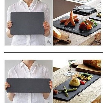 (DÀY-CHẤT LƯỢNG) ĐĨA ĐÁ ĐEN trang trí chụp ảnh food hình chữ nhật vuông. khay đá nướng decor trang trí bàn tiệc nhà hàng