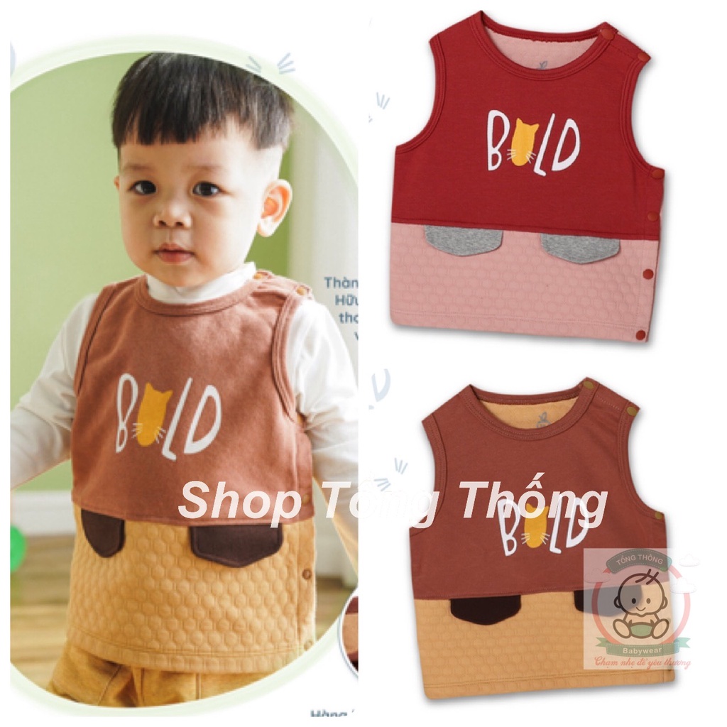 Áo Gile La Pomme Giả túi con mèo organic cao cấp mềm mịn thấm hút tốt cho bé trai bé gái T025