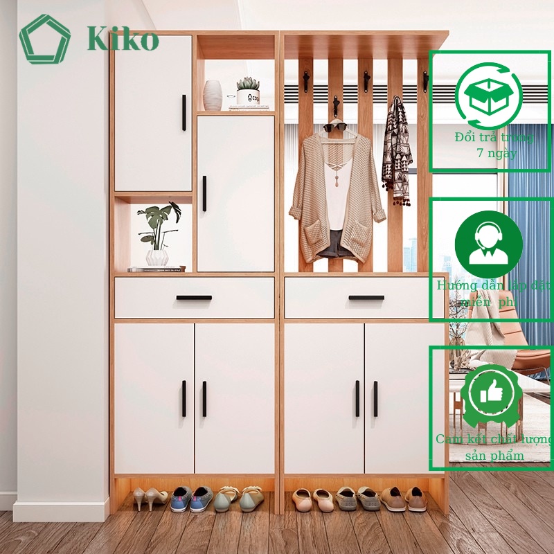 Kệ Tủ Vách Ngăn Kèm Tủ Giày Giá Treo Tiện Dụng KiKo - Gỗ MDF Lõi Xanh 15mm KV112