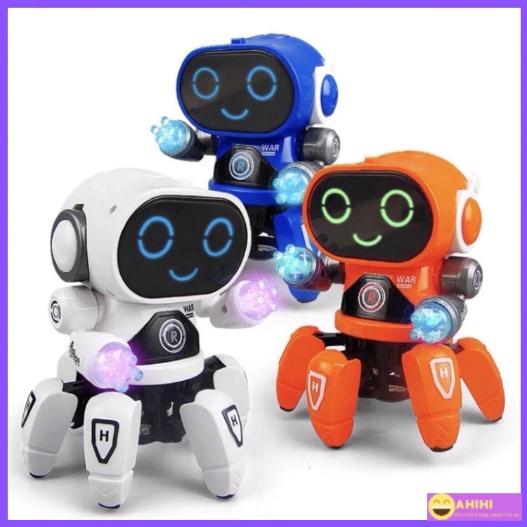 Đồ chơi Robot Thông Minh Nhảy múa Xoay 360 độ Theo Nhạc Đèn Chạy bằng Pin AhihiKids