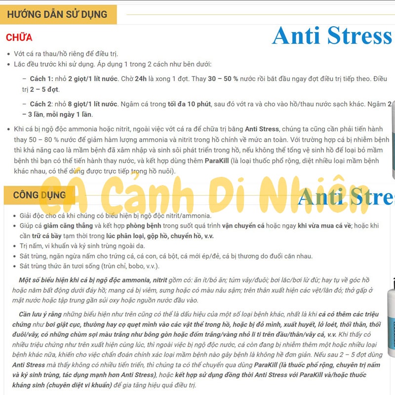 ParaKill & Anti Stress Dưỡng cá và phòng các loại nấm cho cá cảnh lọ 20 ML
