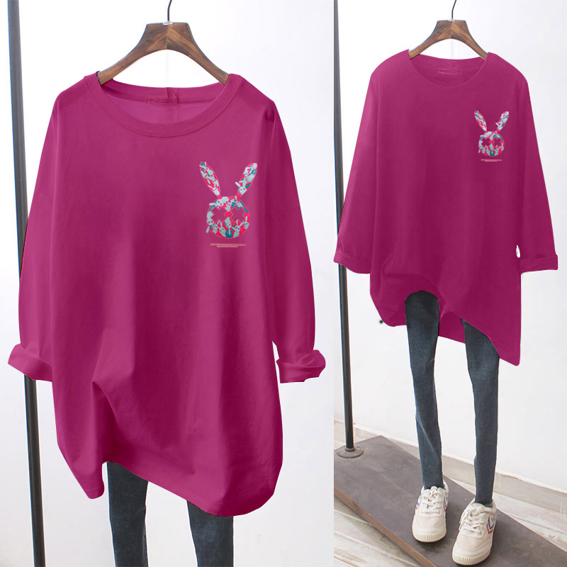 NRVP Áo Thun Nữ Dài Tay Dáng Rộng In Họa Tiết Hoạt Hình 2021