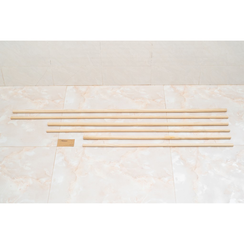 Thanh gỗ tròn dài 80,100,120  phụ kiện handmade, làm mành rèm macrame