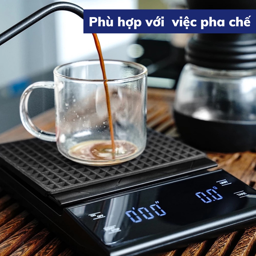 Cân tiểu ly pha cà phê có bộ đếm giờ EK6012 cân tiểu li pha cafe định lượng 0,1g-3kg độ chính xác cao tặng kèm pin AAA