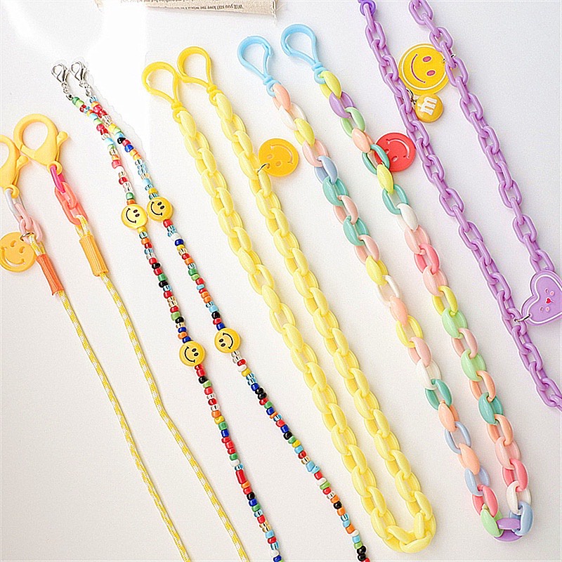 DÂY ĐEO KHẨU TRANG -  DÂY ĐEO KÍNH MINI CLEF- VÒNG HẠT CƯỜM - DÂY PHA LÊ LẤP LÁNH - DÂY ĐEO OMBRE MẶT CƯỜI CHỐNG TRƯỢ