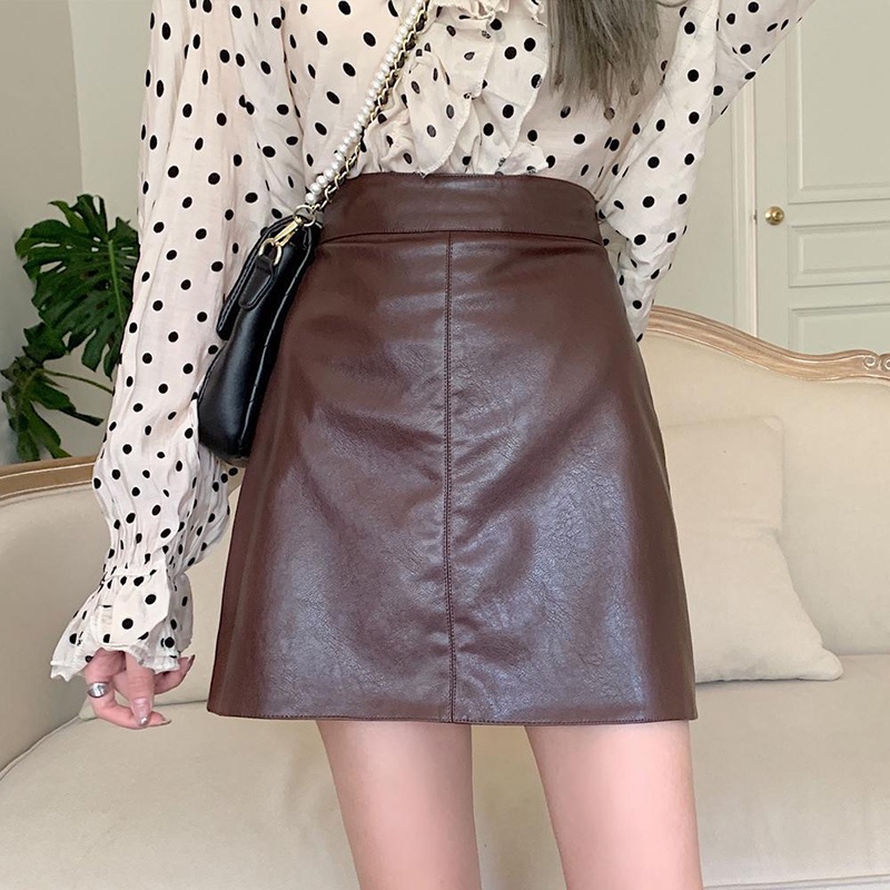 Chân váy chữ A IELGY lưng cao chất liệu da thời trang cá tính dành cho nữ