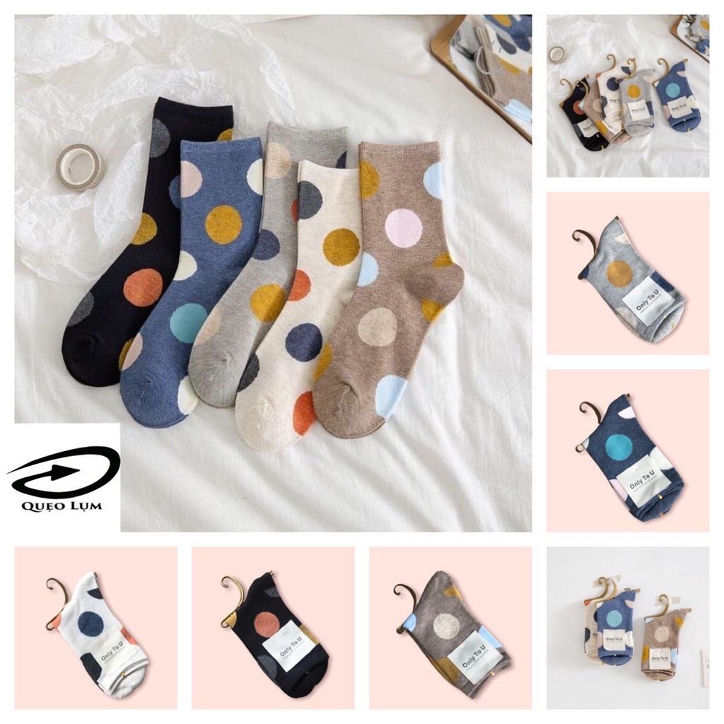 Tất (vớ) nữ họa tiết chấm bi nhiều màu