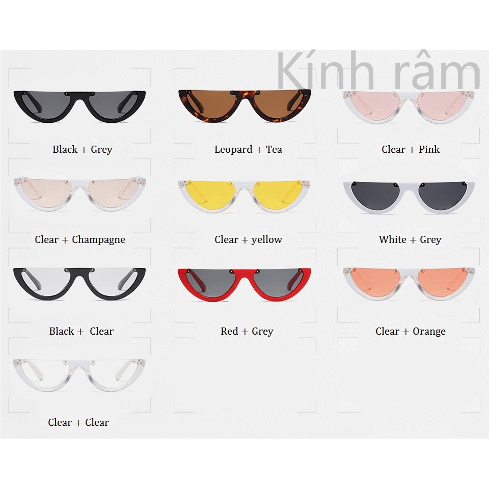 Cool Trendy Half Frame Cat Eye Sunglasses Women Fashion