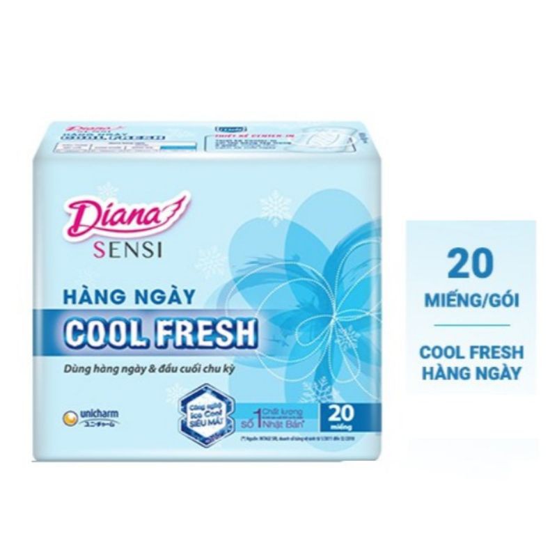 1 thùng 48 gói Diana Sensi cool Fresh mỏng cánh/không cánh