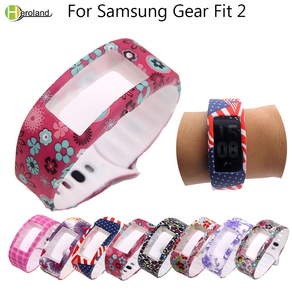 Dây silicone họa tiết hoa thay thế cho đồng hồ đeo tay thông minh Samsung Gear Fit 2 Pro /Fit2 SM-R360