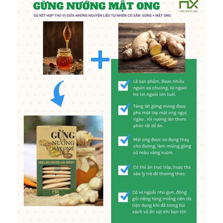 Gừng Nướng Mật Ong Nam Xanh Hộp 110G