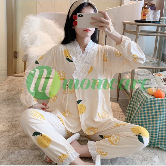 Bộ đồ bầu sau sinh cho con bú ti yukata kimono - đồ bộ bầu đẹp mặc nhà - ảnh sản phẩm 5