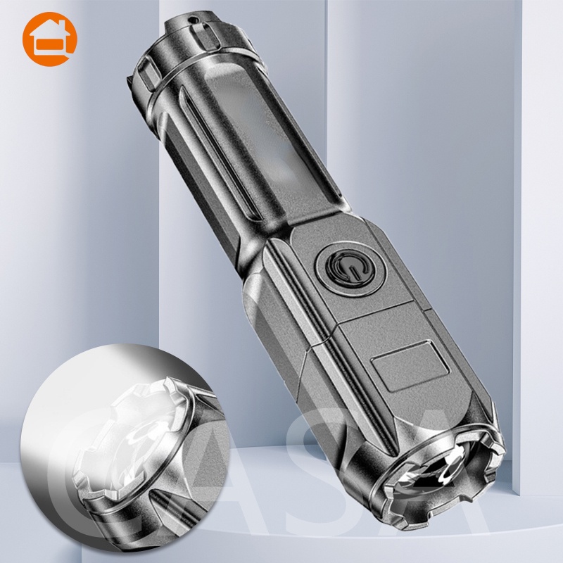 Đèn pin LED cầm tay ánh sáng mạnh có thể sạc lại chống thấm nước có thể phóng to siêu sáng xenon thích hợp ban đêm