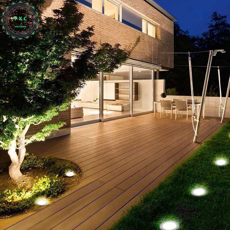 Đèn âm đất 16 bóng LED năng lượng mặt trời hình tròn chống nước