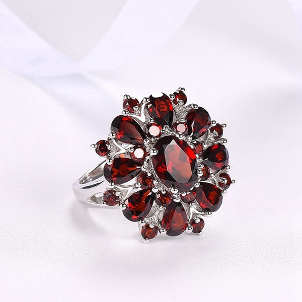 1 Nhẫn Cưới Bạc 925 Đính Đá Ruby Đỏ Thời Trang