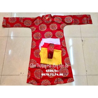 Áo dài mừng thọ,cúng lễ-Gấm Thượng Hải.Gồm (Áo+quần+khăn xếp)