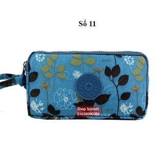 Ví cầm tay 3 ngăn kipling hoa size 17*9 cm