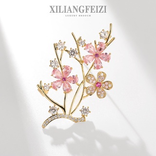  Trâm Cài Hoa Đào Hồng Đính Đá Zircon Ghim Hoa Mai‌‌ Phụ Kiện Quần Áo Thanh Lịch Quà Tặng Phụ Nữ 