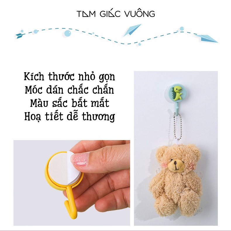 Móc Nhựa Dán Tường Đa Năng Hoạ Tiết Hoạt Hình Dễ Thương Nhiều Màu Sắc