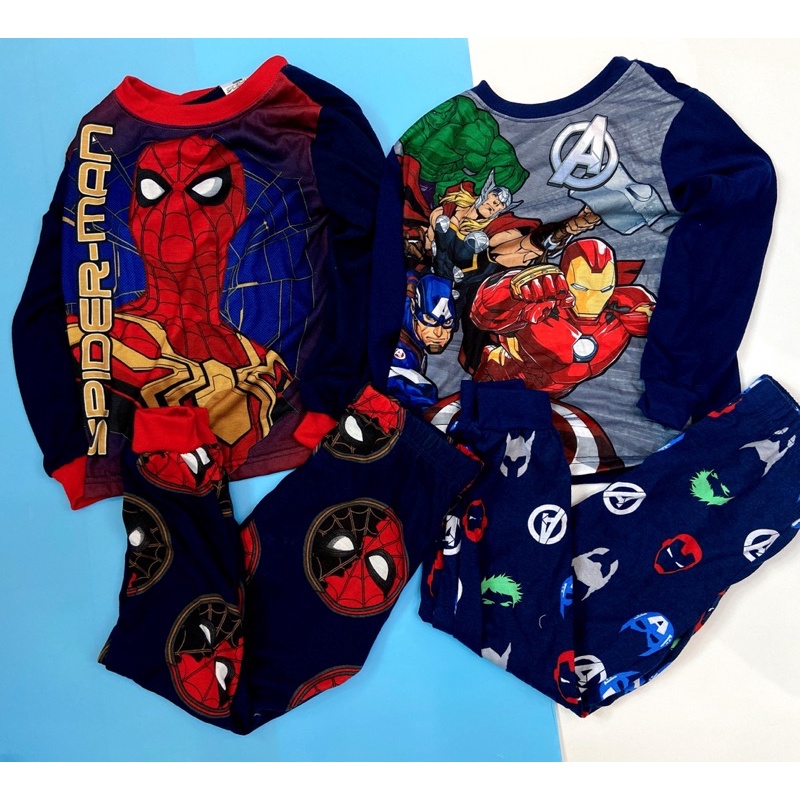 Bộ thun poly dài tay mặc nhà hình siêu nhân người nhện spiderman Avengers