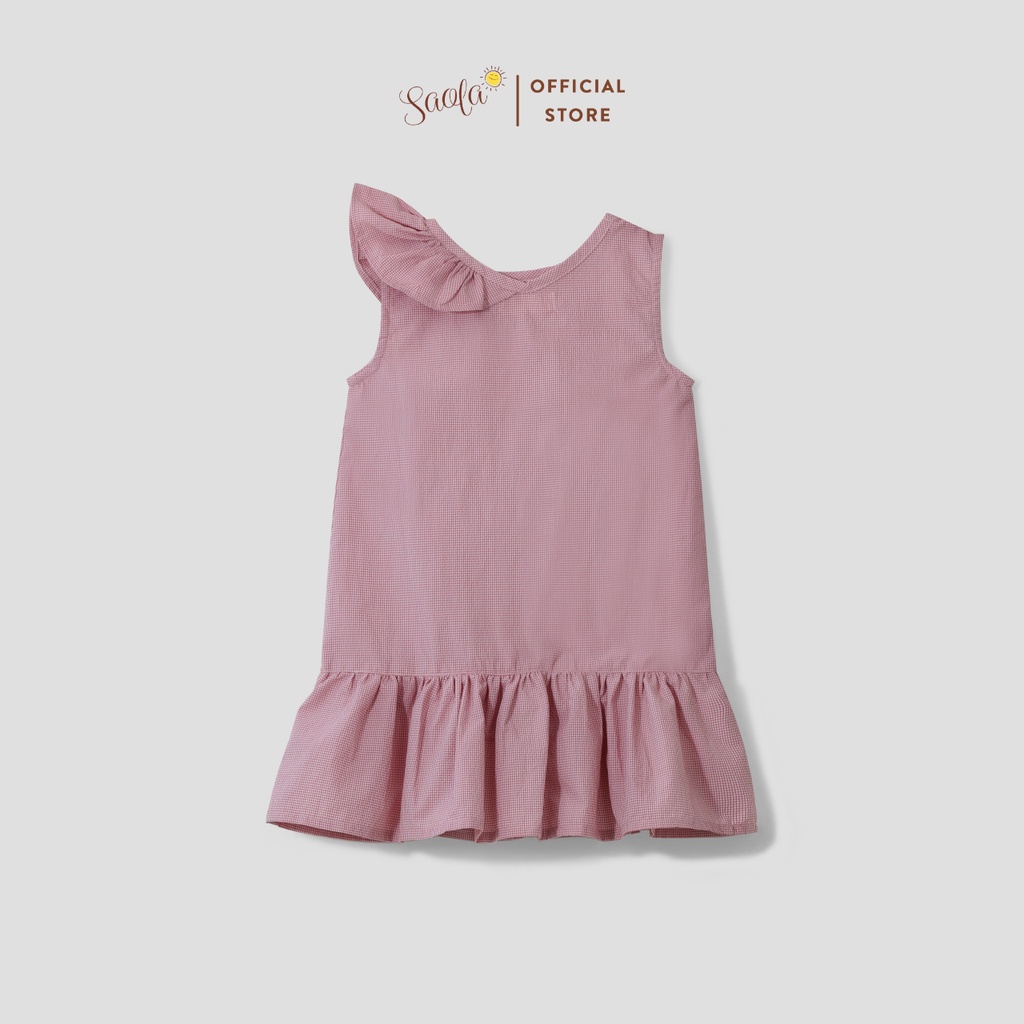 Đầm/ Váy Bé Gái Họa Tiết Gingham Phối Bèo Lai và Bèo Cổ Xinh Xắn - OLHA DRESS - DRC030 - SAOLA KIDS CLOTHING