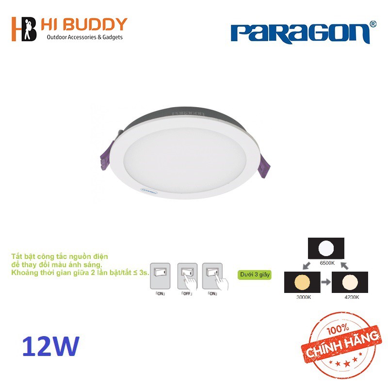 Bộ Đèn LED Paragon Downlight 7W/ 9W/ 12W Có Đổi Màu (PRDMM Series) Hàng Chính Hãng – HIBUDDY