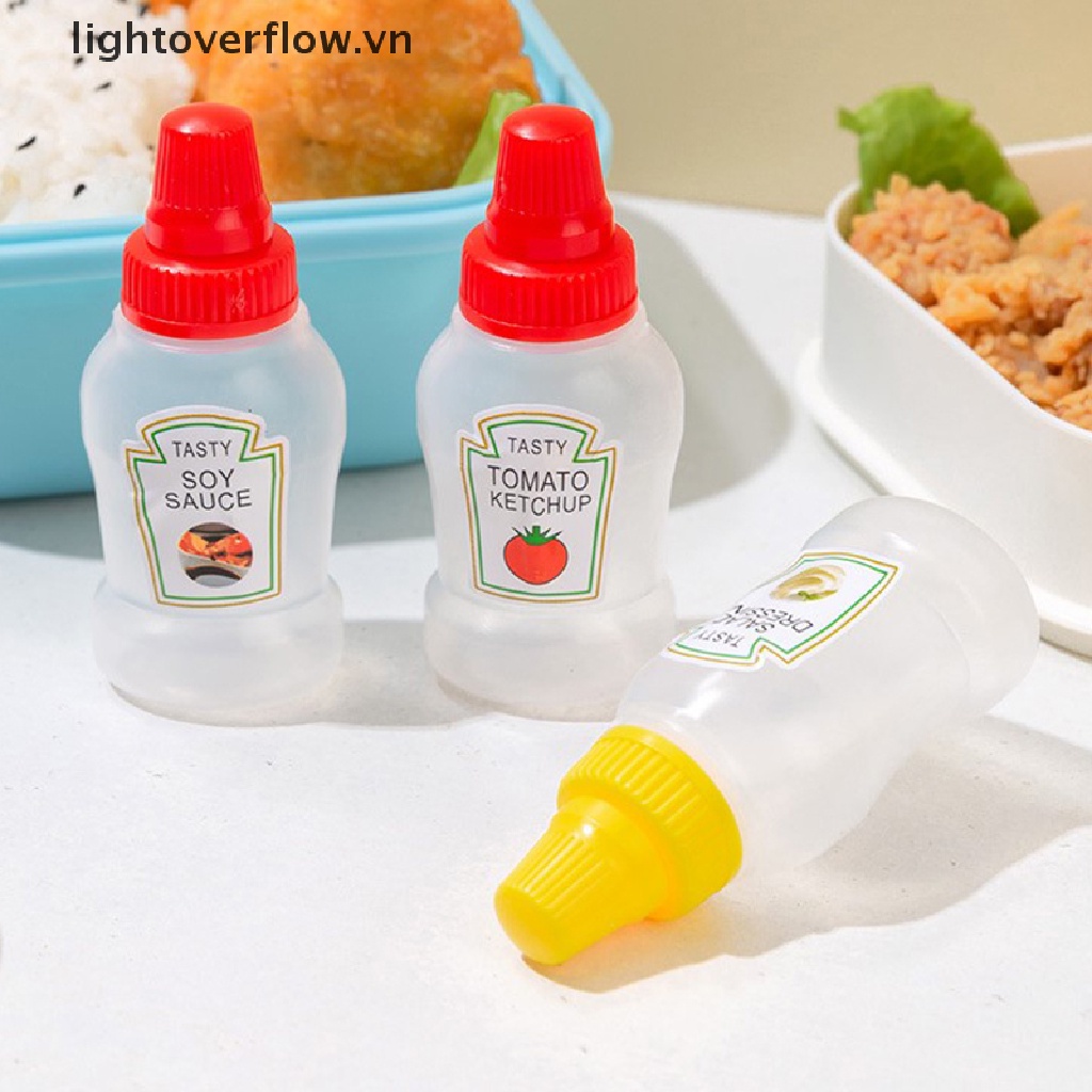 [lightoverflow] 3PCS/2PCS Mini Seasoning Sauce Bottle Portable Tomato Ketchup Bottle Salad Dressing Container for Bento Lunch Box Kitchen Jars [VN]