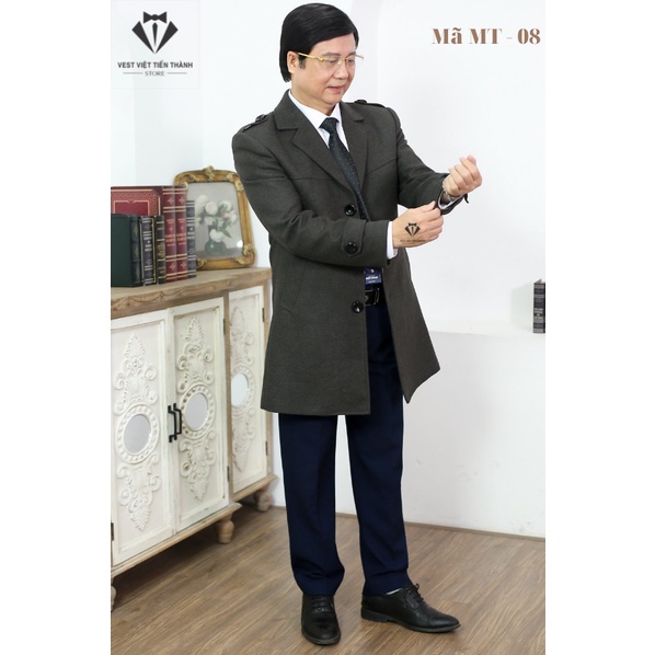 ▧ﺴÁo măng tô nam trung niên dạ lông cừu nhập khẩu hàn quốc cao cấp vest việt tiến thành 2021