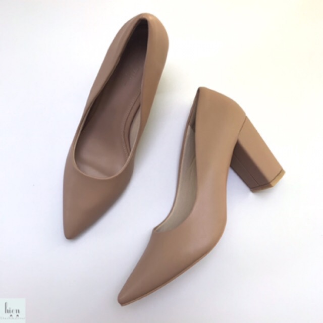 Giày cao gót trụ mũi nhọn da mềm phom chuẩn size 36