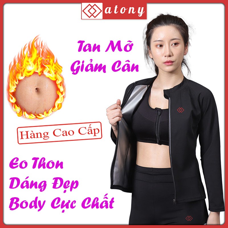 ►Áo Tan Mỡ Bụng ATONY, Sinh Nhiệt, Đổ Mồ Hôi, Ép Giảm Cân Nhanh, Tráng Nano Bạc Nhật Bản - Hàng Chính Hãng