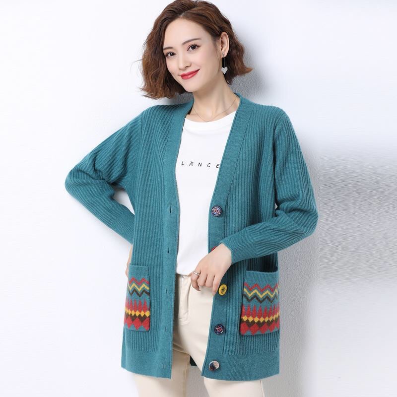 Áo len trung niên _ áo khoác len nữ trung niên tặng bà tặng mẹ