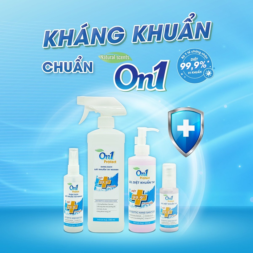 COMBO 3 chai gel rửa tay khô diệt khuẩn ON1 protect hương Bamboo Charcoal (3 chai x 60ml) C0101