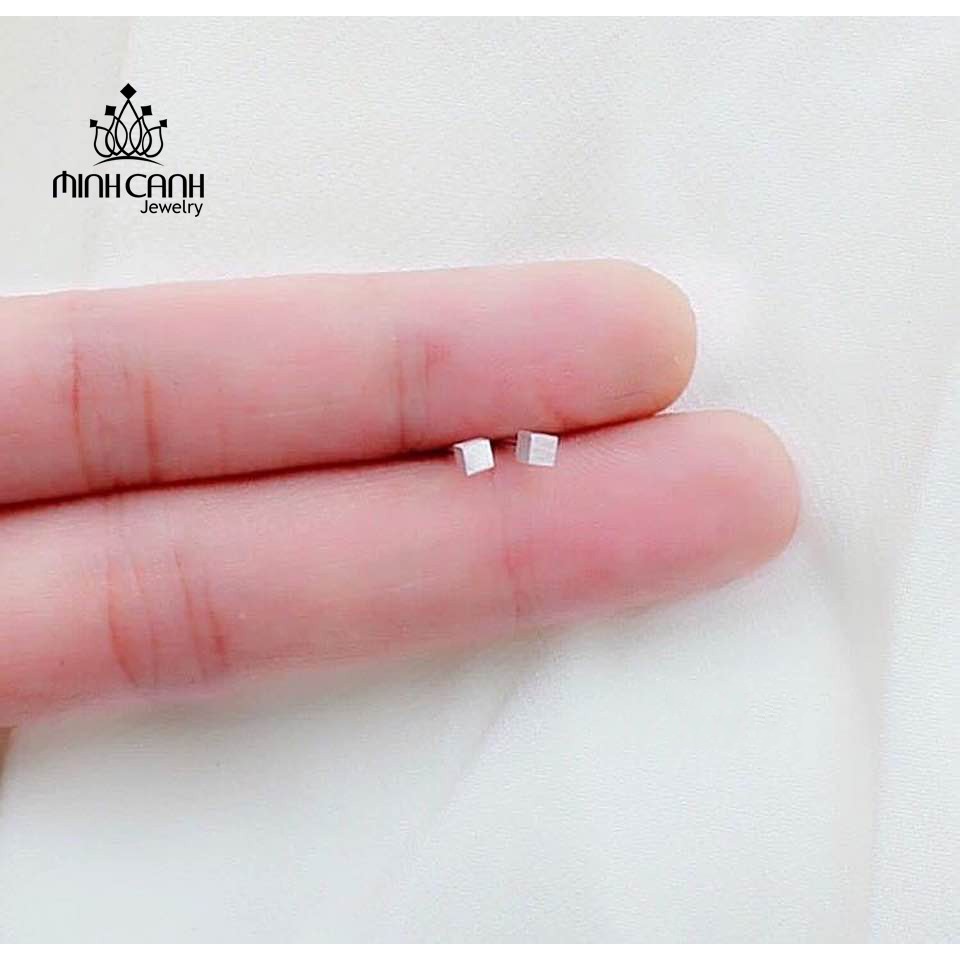 Khuyên Tai Bạc Hình Nụ Vuông Nhỏ - Minh Canh Jewelry