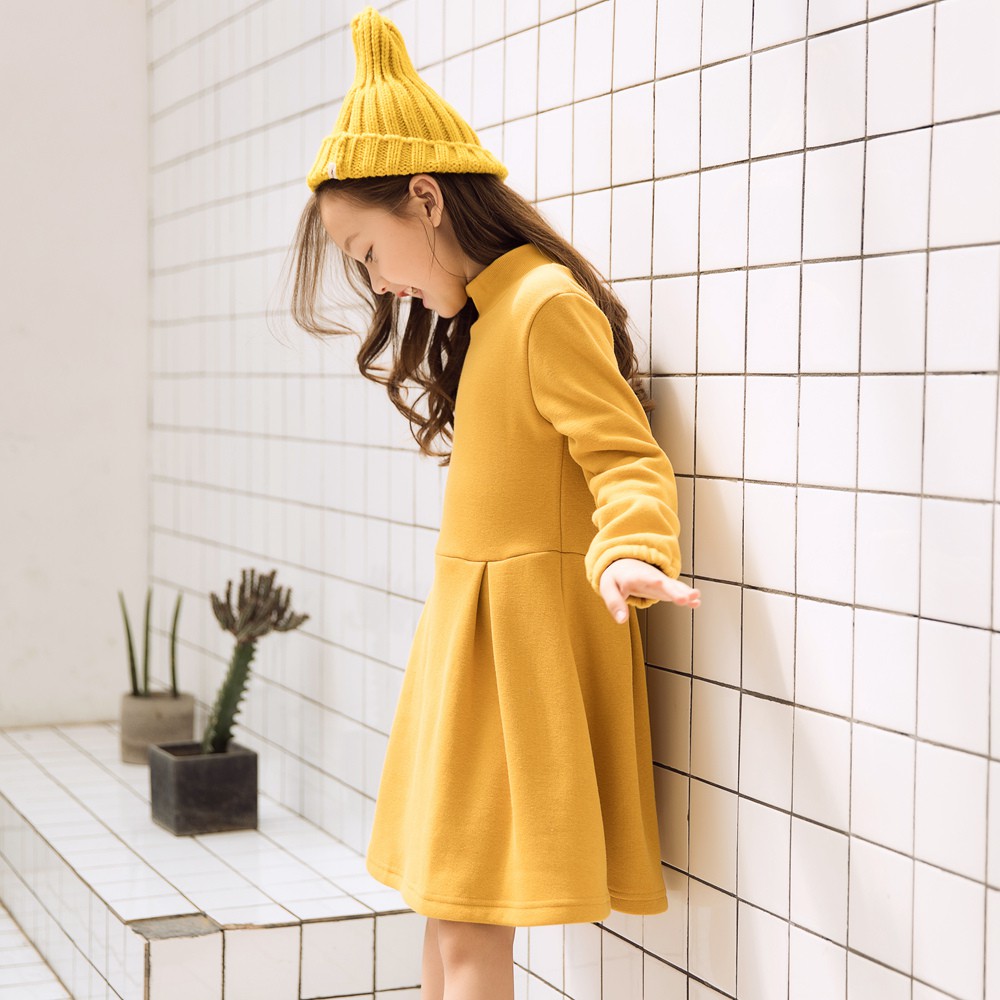 Đầm công chúa Sanlutoz màu vàng bằng cotton cho bé gái