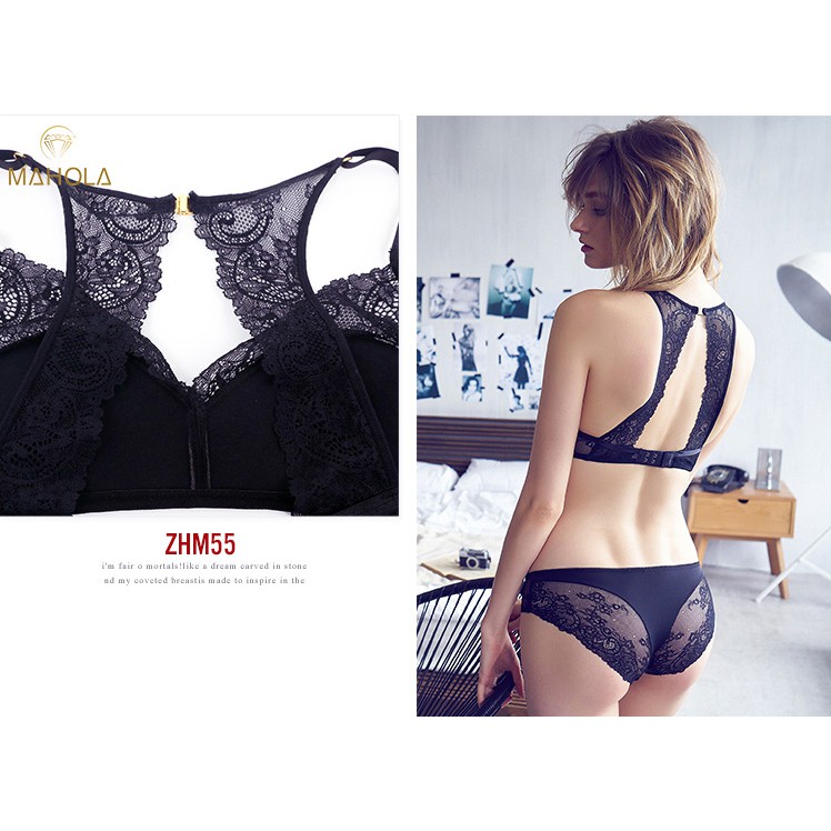 Áo lót ren có mút đệm ngực màu trơn dành cho nữ_Mahola_ZHM55