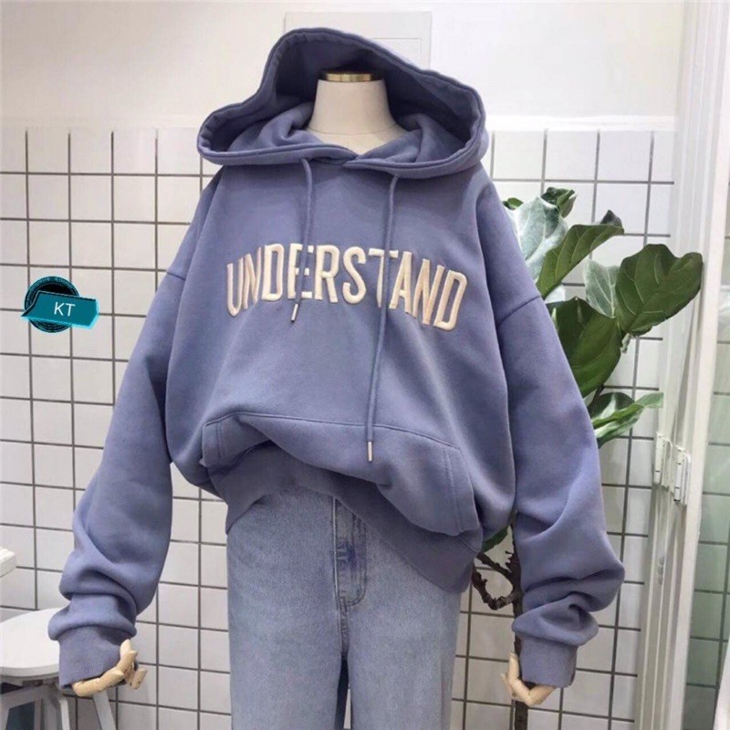 áo hodie nỉ mũ túi bụng in chữ đơn giản, áo hoodie nỉ bông understand