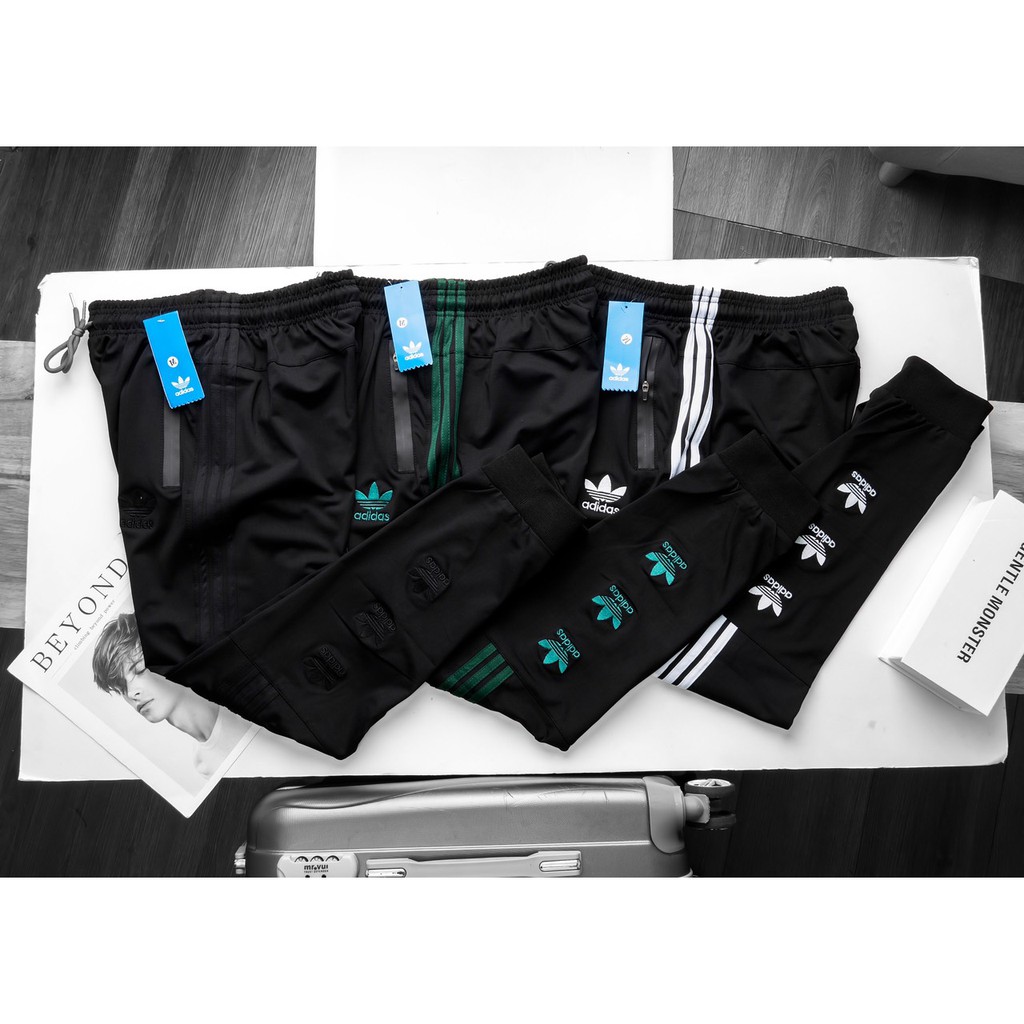 Quần dài Jogger nam 3 sọc thể thao, ống bo túi khóa ép, chất thun lạnh co giãn 4 chiều - Q163