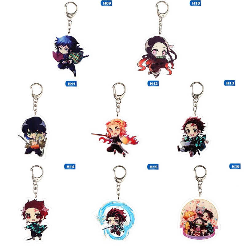 flowersqueen Móc chìa khóa in họa tiết hoạt hình Kimetsu no Yaiba xinh xắn bằng nhựa
