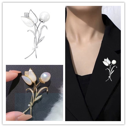 Trâm Cài Áo Hình Hoa Tulip Bằng Kim Loại Thời Trang Cho Nữ