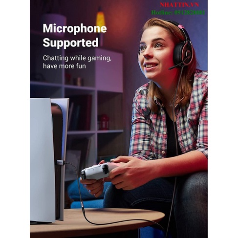 Card sound USB 2.0 Type-A to 3.5mm dây dù bọc nhôm có kèm MIC Ugreen 30757 cao cấp